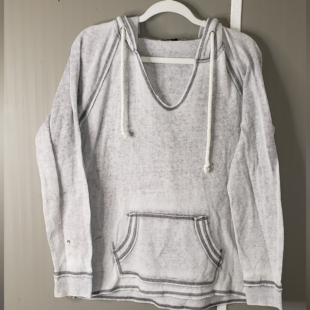 Chance or Fate Heather Gray Hoodie L Grunge Goth Emo Streetwear Skater Distress
